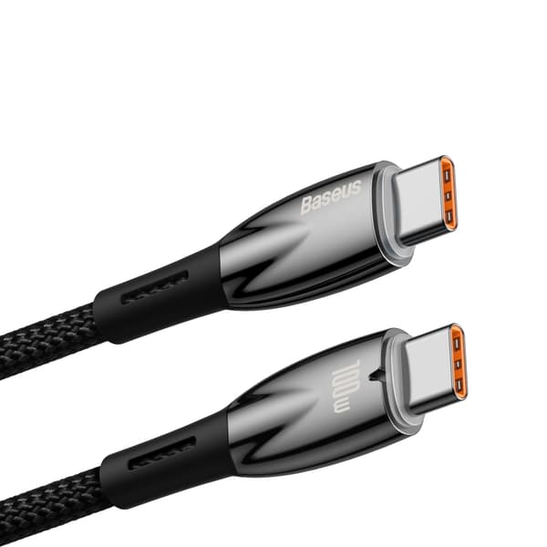 Holdbart, fleksibelt USB-C hurtigopladningskabel 100W 1m sort