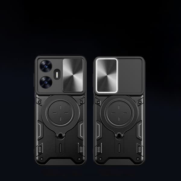 Pansret cover til Realme C55, CamShield Slide, sort