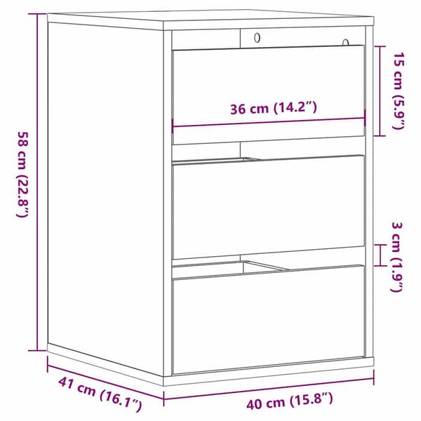 vidaXL kommode, røget eg, 40x41x58 cm, træbaseret materiale