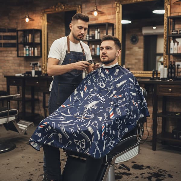 Barbermantel för en stor hårsalong