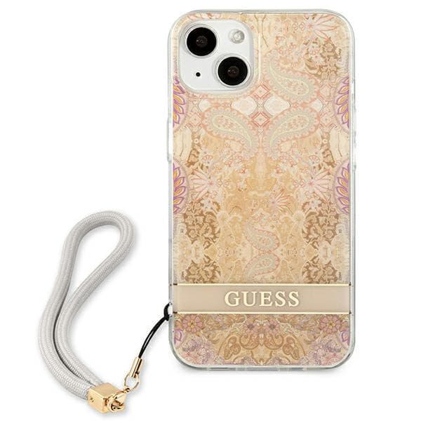 Guess Blommigt Remfodral till iPhone 13 mini, Guld