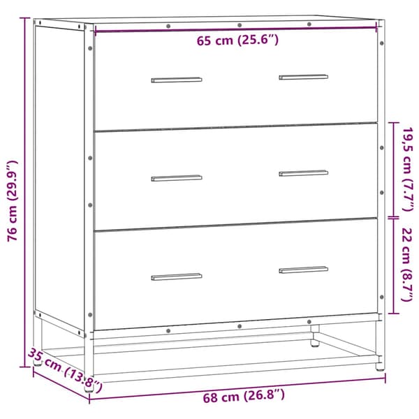 vidaXL skab brunt egetræ 68x35x76 cm træbaseret materiale