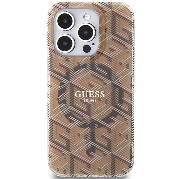 Guess IML GCube MagSafe-etui til iPhone 15 Pro Max, brun