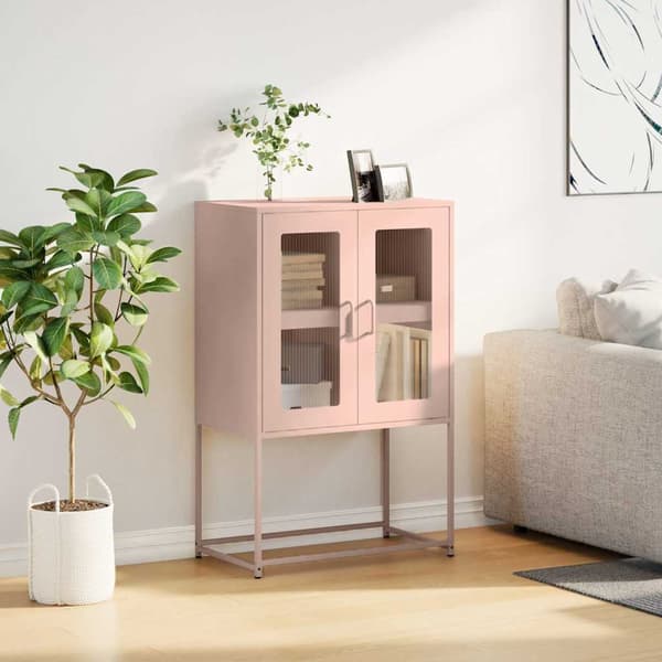 vidaXL høj kommode lyserød 68x39x107 cm stål