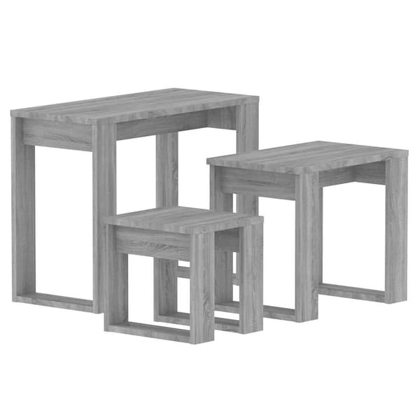 vidaXL 3-pack slitsbord, grå Sonoma ek