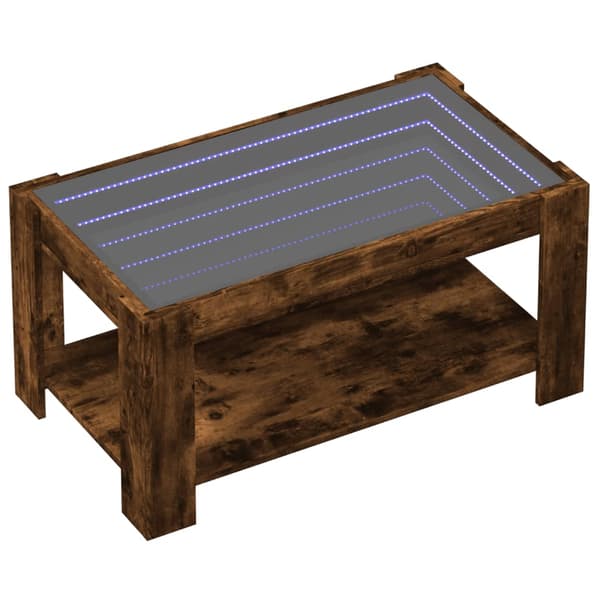 vidaXL Soffbord med LED, förkolnad ek, 93x53x45 cm