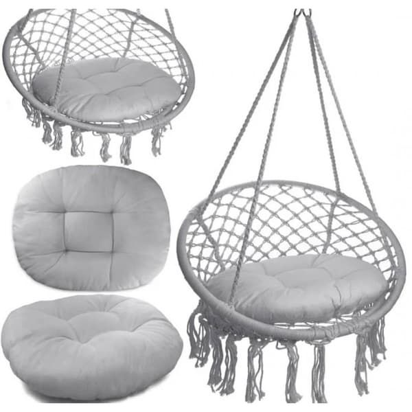 Stork's nest hängstol, hängmatta, BOHO, gunga med kudde, Grå KR33SZ