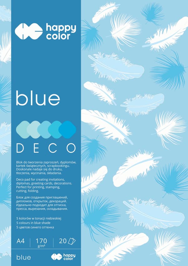 DECO BLÅ BLOK A4 170G 5 FARVER 4865 A'5