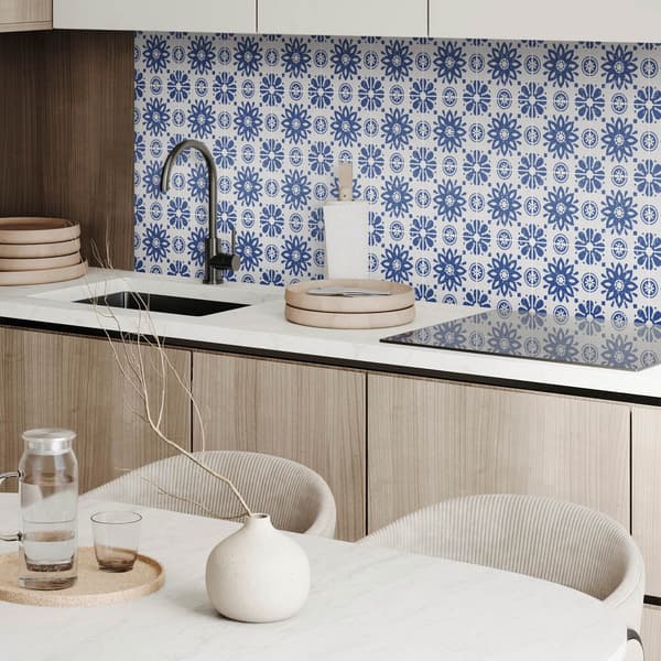 Trykt vinylpanel, klar til montering, 120x60 cm, blomstermønster på baggrund