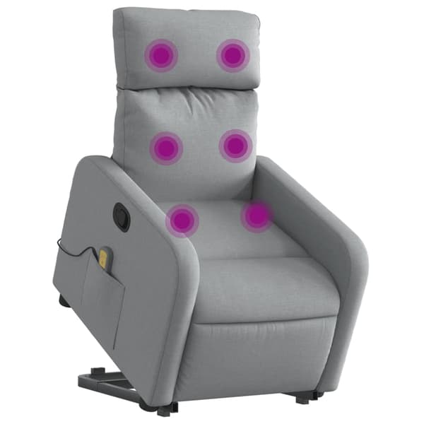 vidaXL Lyftbar massagefåtölj ljusgrå tyg