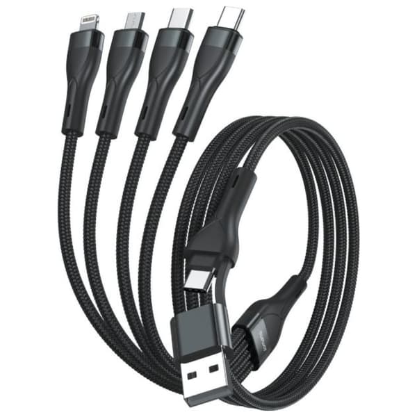 4smarts 4in1 USB-C - USB-A -kaapeli 1.2m musta