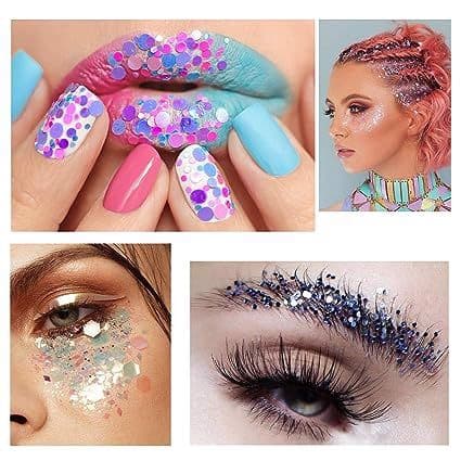 Glitterpulver til negledekoration, 8 farver