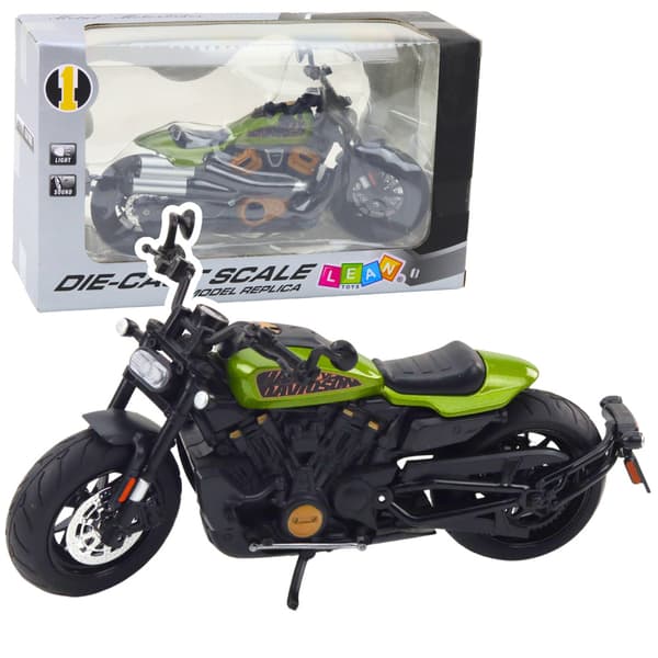 Chopper Motorcykel Metal Lys Lyde Sort Grøn Elementer 1:12