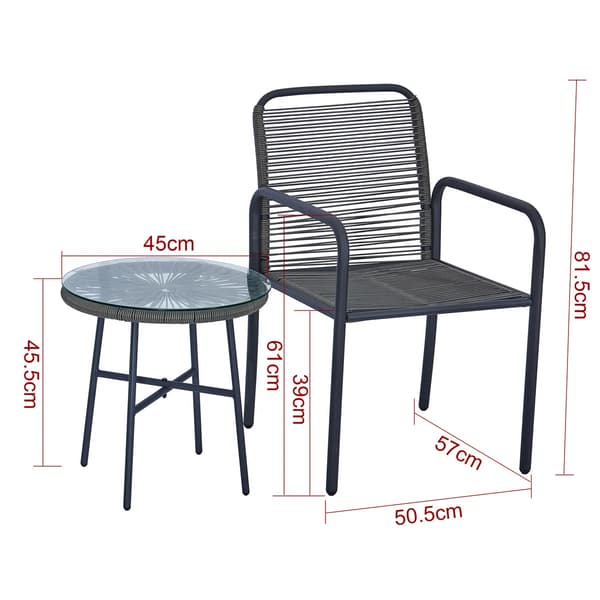 Balkongmöbelset i aluminium (2 stolar + soffbord) senti