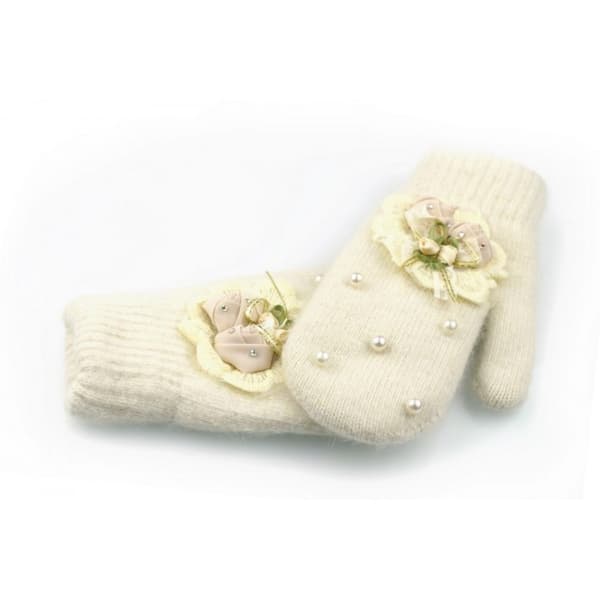 SÖTA BLOMMA- OCH PÄRLHANDSKAR KRÄM REK130