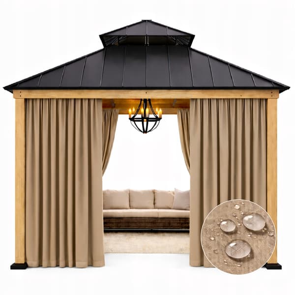 Vandtæt udepaviljon 155 x 180 cm havemarkise beige