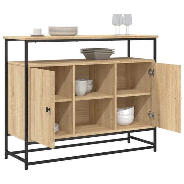 vidaXL kommode, Sonoma eg, 100x35x80 cm, træbaseret materiale