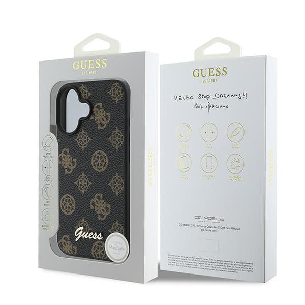 Guess Peony Script MagSafe-skal till iPhone 16 Plus, svart