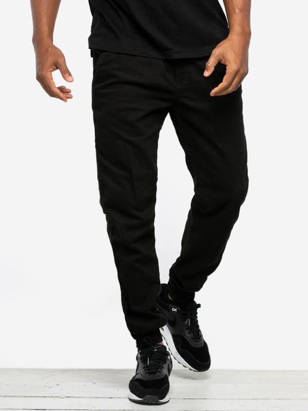 Jigga Crown Stitch Sort/Hvide Store Joggingbukser