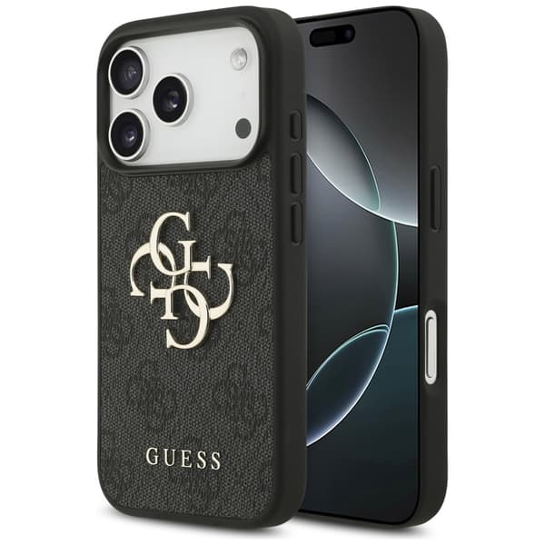 Guess 4G stort logo-cover til iPhone 17 Pro, sort
