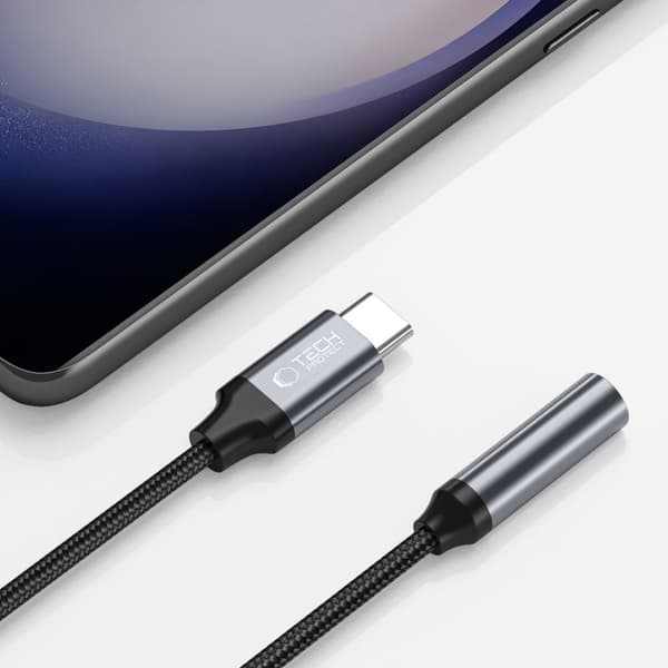USB-C-adapter - minijack 3,5 mm - svart