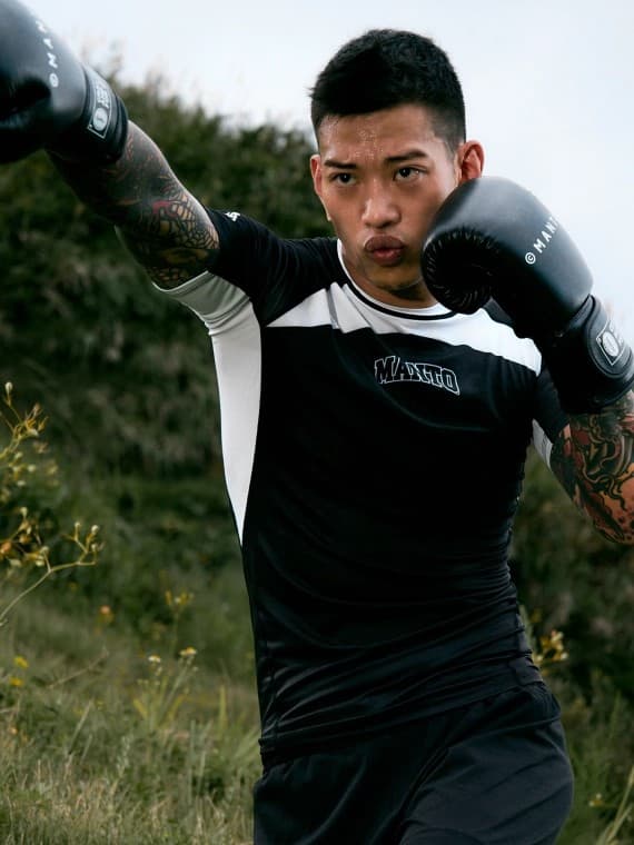 Manto Herr Rashguard Kortärmad Ranked Vit/Svart L