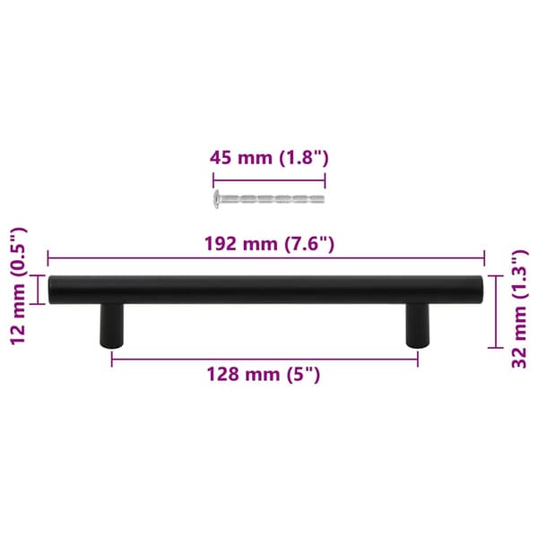 vidaXL skabsgreb 10 stk. sort 128 mm rustfrit stål