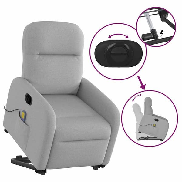 vidaXL Elektrisk lyftande massagefåtölj, vilstol, grå