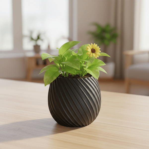 Moderne designer spiralblomsterpotte sort til planter