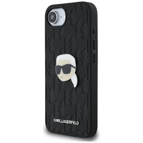 Karl Lagerfeld Monogram Karl Head Pin Cover til iPhone 16e, Sort