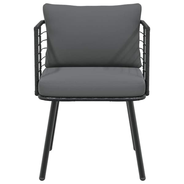 vidaXL havestol med hynder, sort, polyrattan