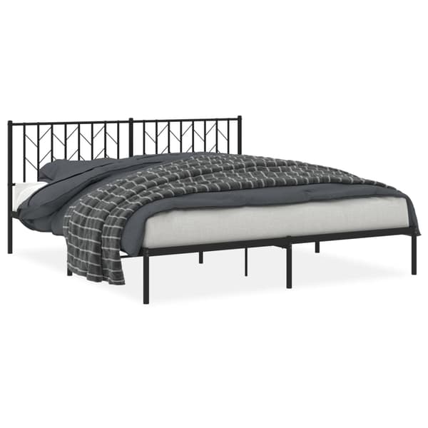 vidaXL metalsengestel med hovedgærde sort 183x213 cm