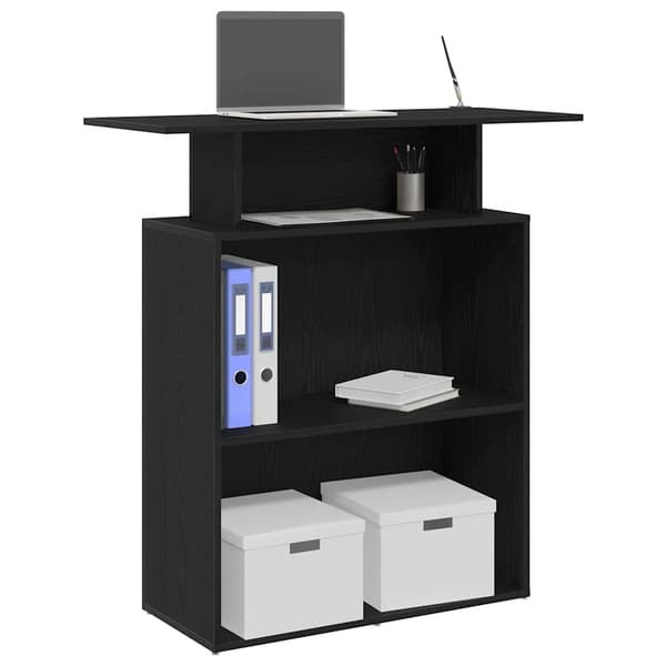 vidaXL receptionsdisk sort 100x40x104 cm limet træ