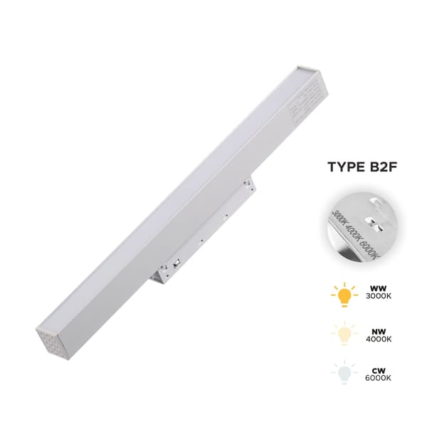 Vit LED-strålkastare 10W 3CCT Typ B2F för SMART TRACK magnetiska skenor 48VDC