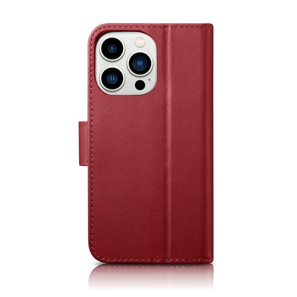 2-i-1 Läderfodral iPhone 14 Pro Max Anti-RFID Plånboksfodral Rött