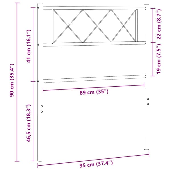 vidaXL metalsengegavl sort 90 cm