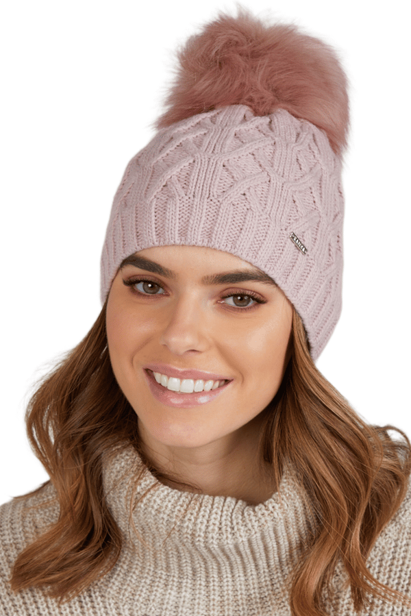 FLORENCE dam vintermössa med pompom, rosa