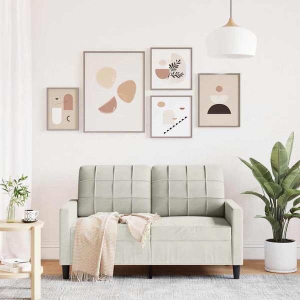 vidaXL 2-sitssoffa krämfärgad 120 cm klädd i sammet