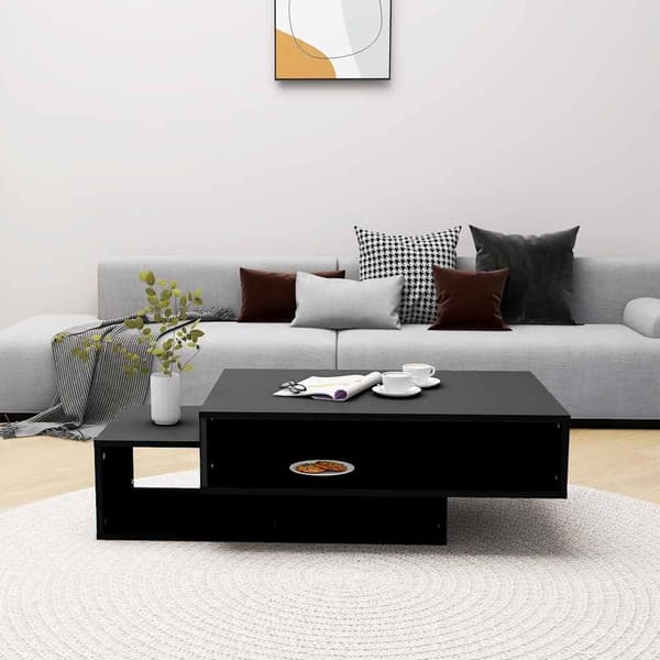 vidaXL sofabord, sort, 105x55x32 cm, træbaseret materiale