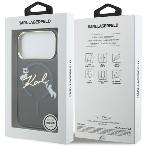 Karl Lagerfeld IML Choupettes Karl Script Logo MagSafe-etui til iPhone 17 Pro, sort