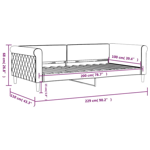 vidaXL Bäddsoffa mörkgrå 100x200 cm sammet