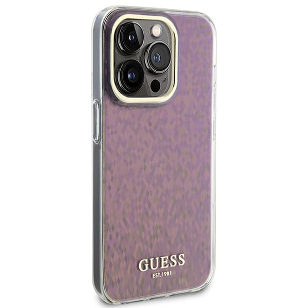 Guess IML Faceted Mirror Disco Iridescent-cover til iPhone 15 Pro, lyserød