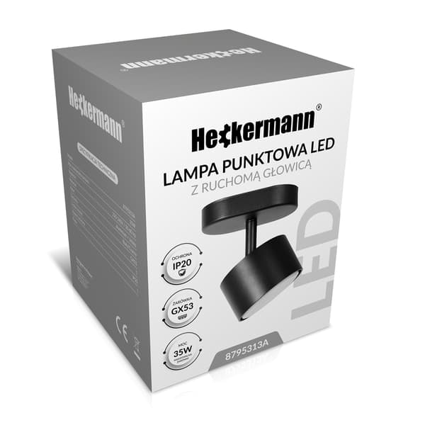 Heckermann 8795313A LED-kohdevalo musta 1 kpl pää