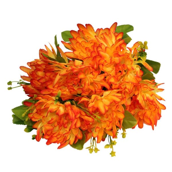 Buket med 7 krysantemum med tilbehør, 35 cm, orange