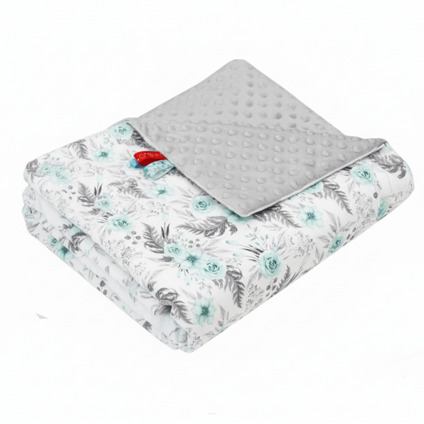 Tæppe, ternet, plaid, MINKY 75x100 (ask + mint granat)