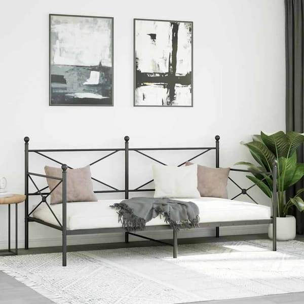 vidaXL dagseng uden madras sort 100x190 cm stål