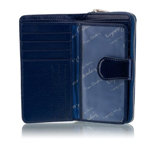 Pierre Cardin damplånbok, blått lackskinn
