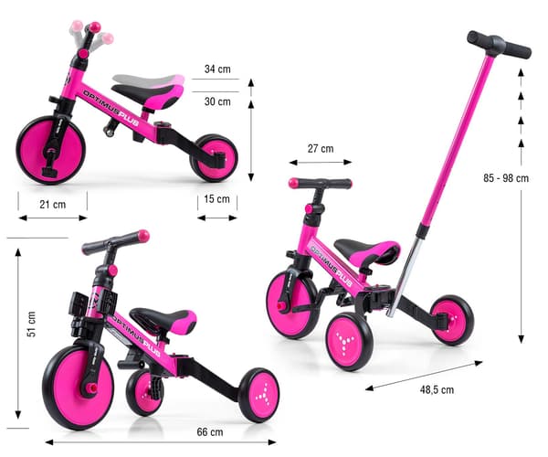 MILLY MALLY 5304 4-in-1 pyörä OPTIMUS Plus pinkki