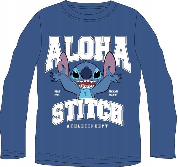LÅNGÄRMAD BLUS FÖR POJKAR, STITCH-bomull, blå 98 D016R