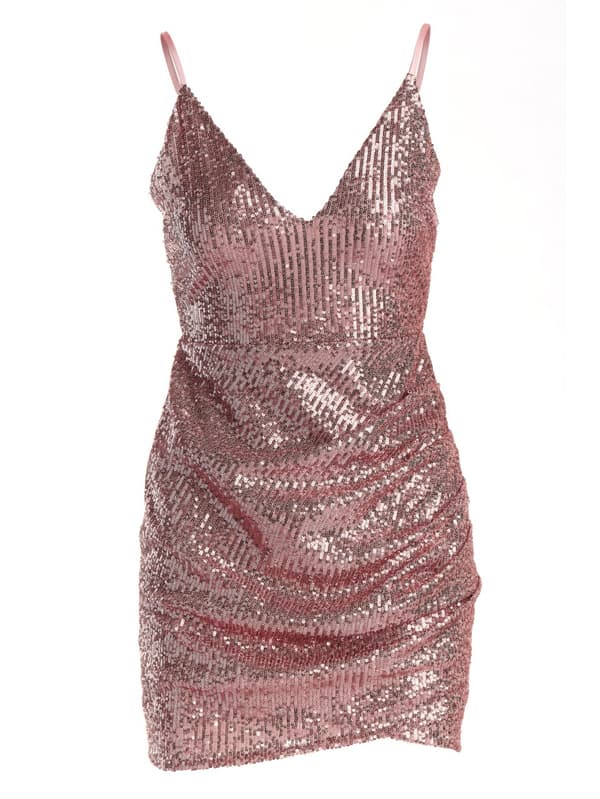 Paillet minikjole med stropper, pink, størrelse S